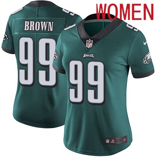 Women Philadelphia Eagles #99 Jerome Brown Nike Midnight Green Vapor Limited NFL Jersey